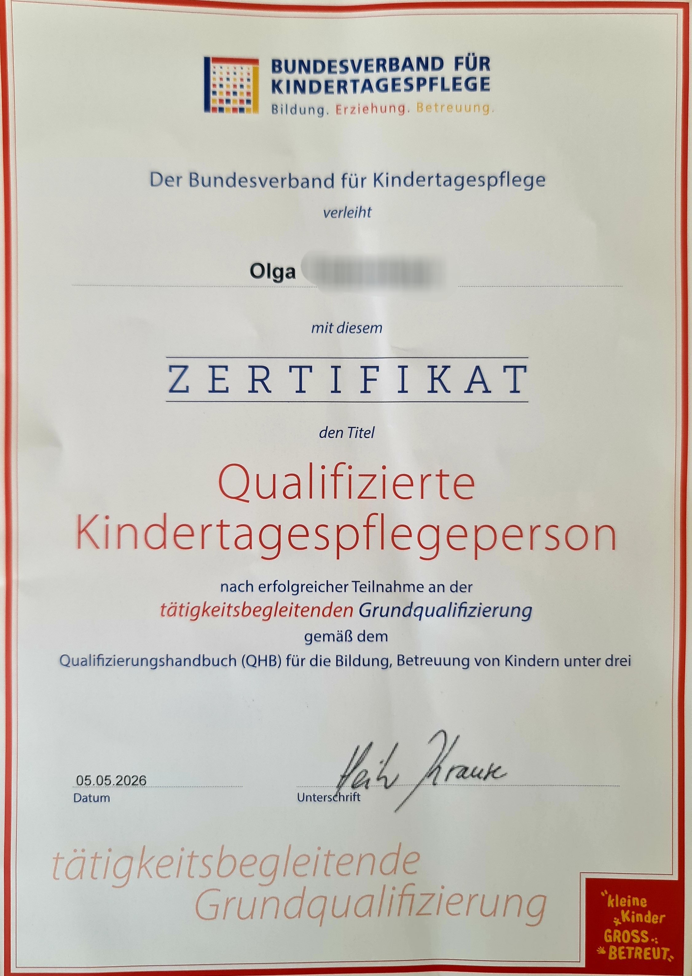 Das Zertifikat von Frau Fuchs